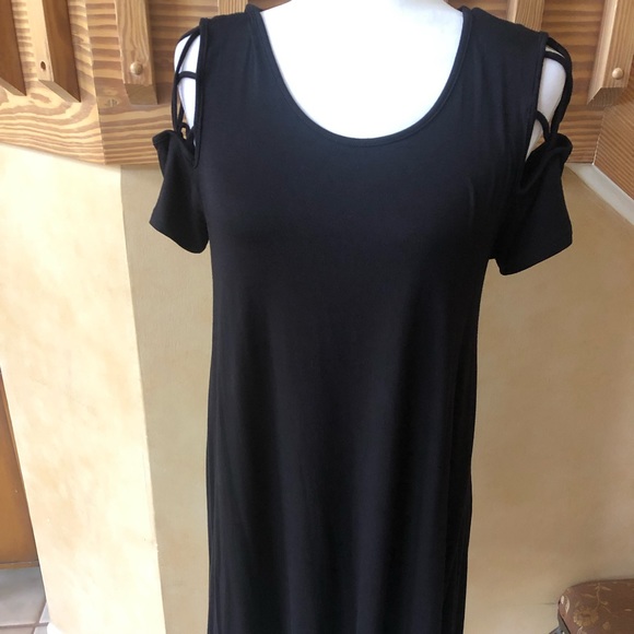 Black Cold Shoulder Dress - Picture 1 of 7